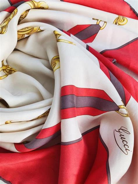 gucci red silk scarf with tassle design|nwt authentic Gucci silk scarf.